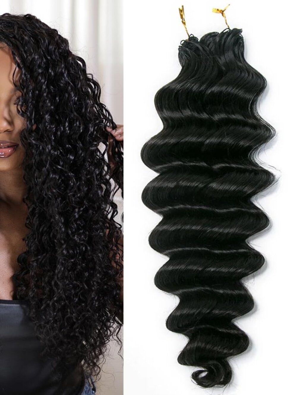 Eayon Human Hair Pre Looped Loose Deep Wave 20" 100 Strd 120g Crochet Extensions